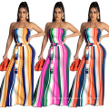 L51702 Factory Direct Sale New Arrival Summer Fashion Sexy Strapless Striped Long Dress